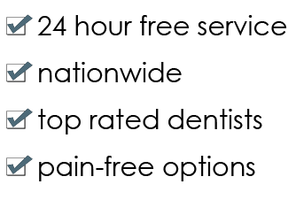 24 hour free service. nationwide. top rated dentists. pain-free options.